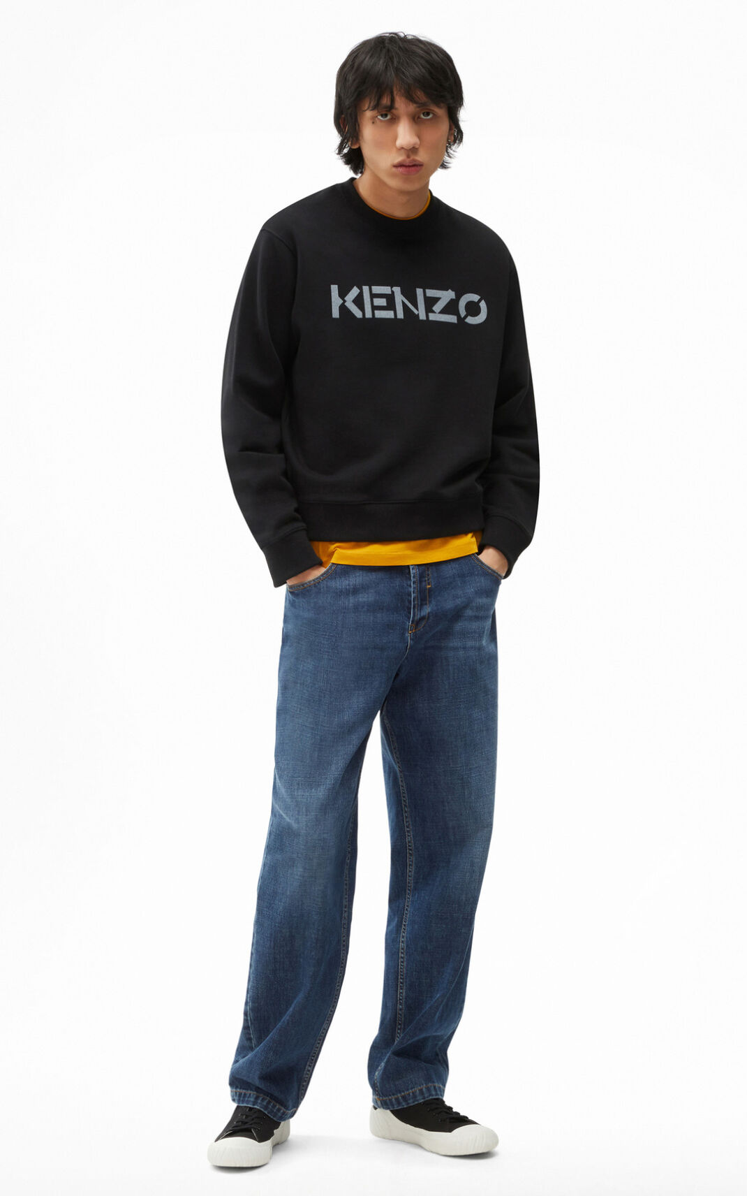 Sweat Kenzo Logo Homme Noir | KWHX-37954